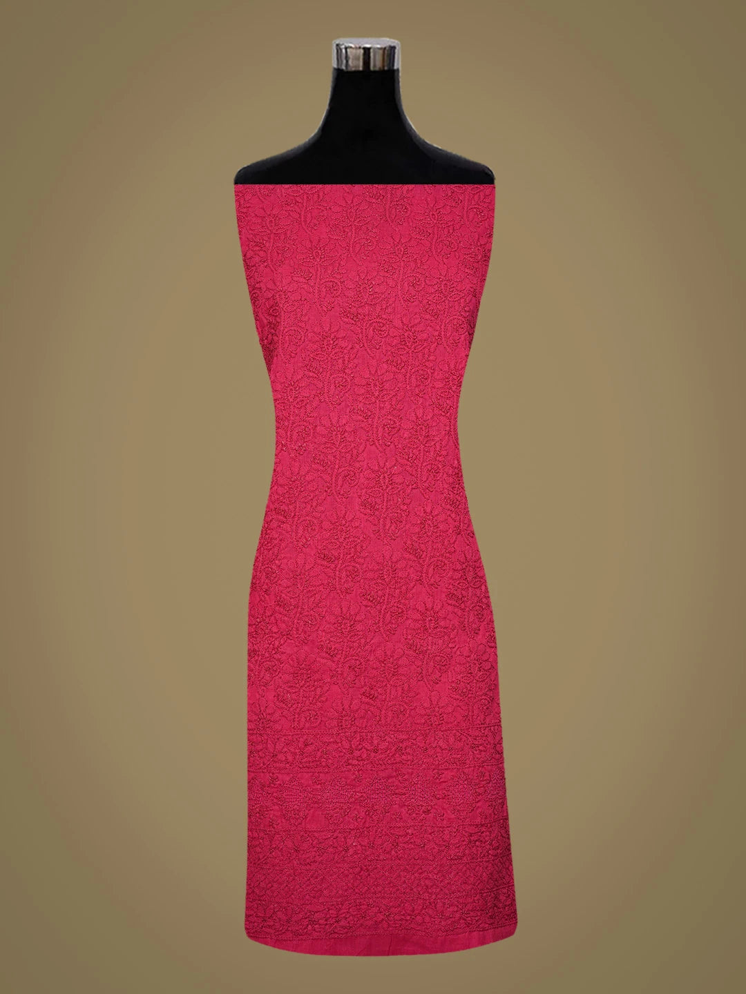 Ada Hand Embroidered Magenta Cotton Lucknowi Chikankari Unstitched Suit Piece 01A839627
