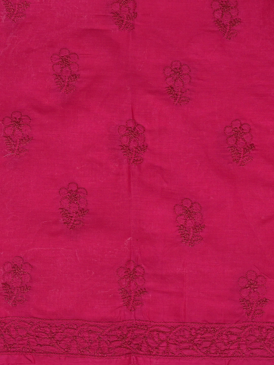 Ada Hand Embroidered Magenta Cotton Lucknowi Chikankari Unstitched Suit Piece 01A839627