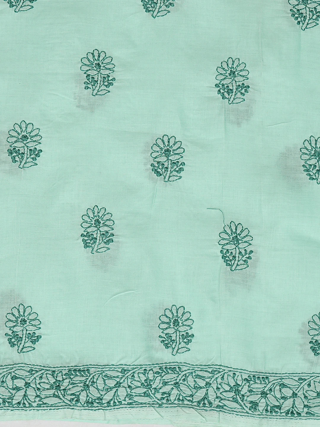 Ada Hand Embroidered Sea Green Cotton Lucknowi Chikankari Unstitched Suit Piece 01A839626