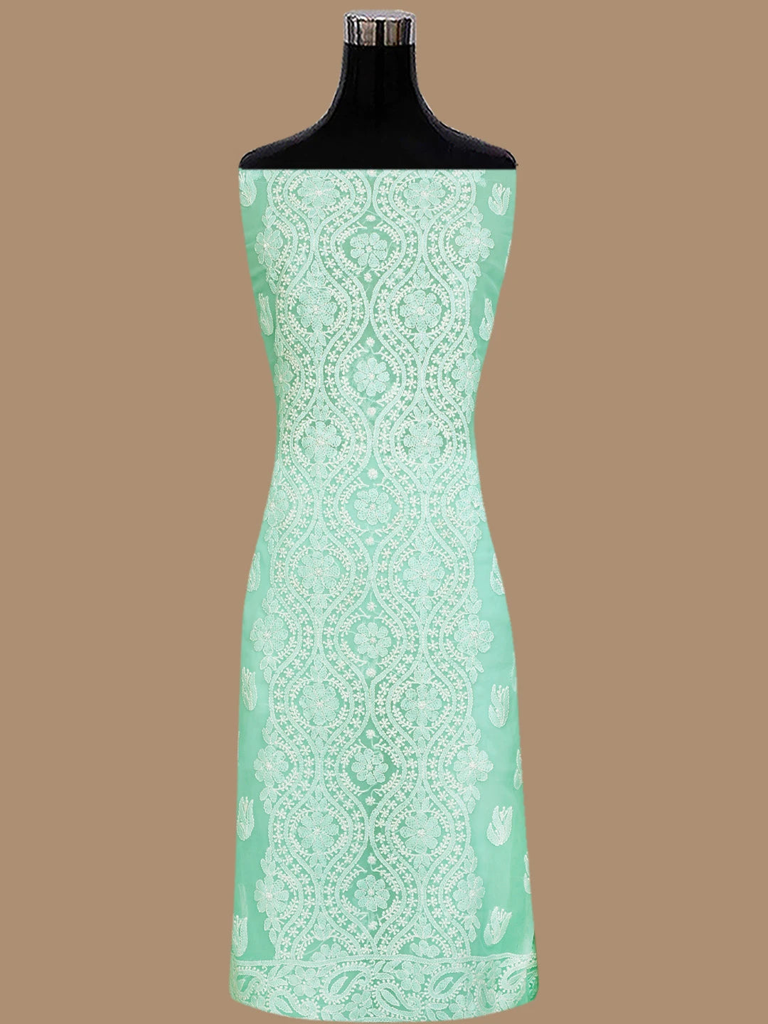 Ada Hand Embroidered Sea Green Georgette Lucknowi Chikankari Unstitched Suit Piece 01A843491