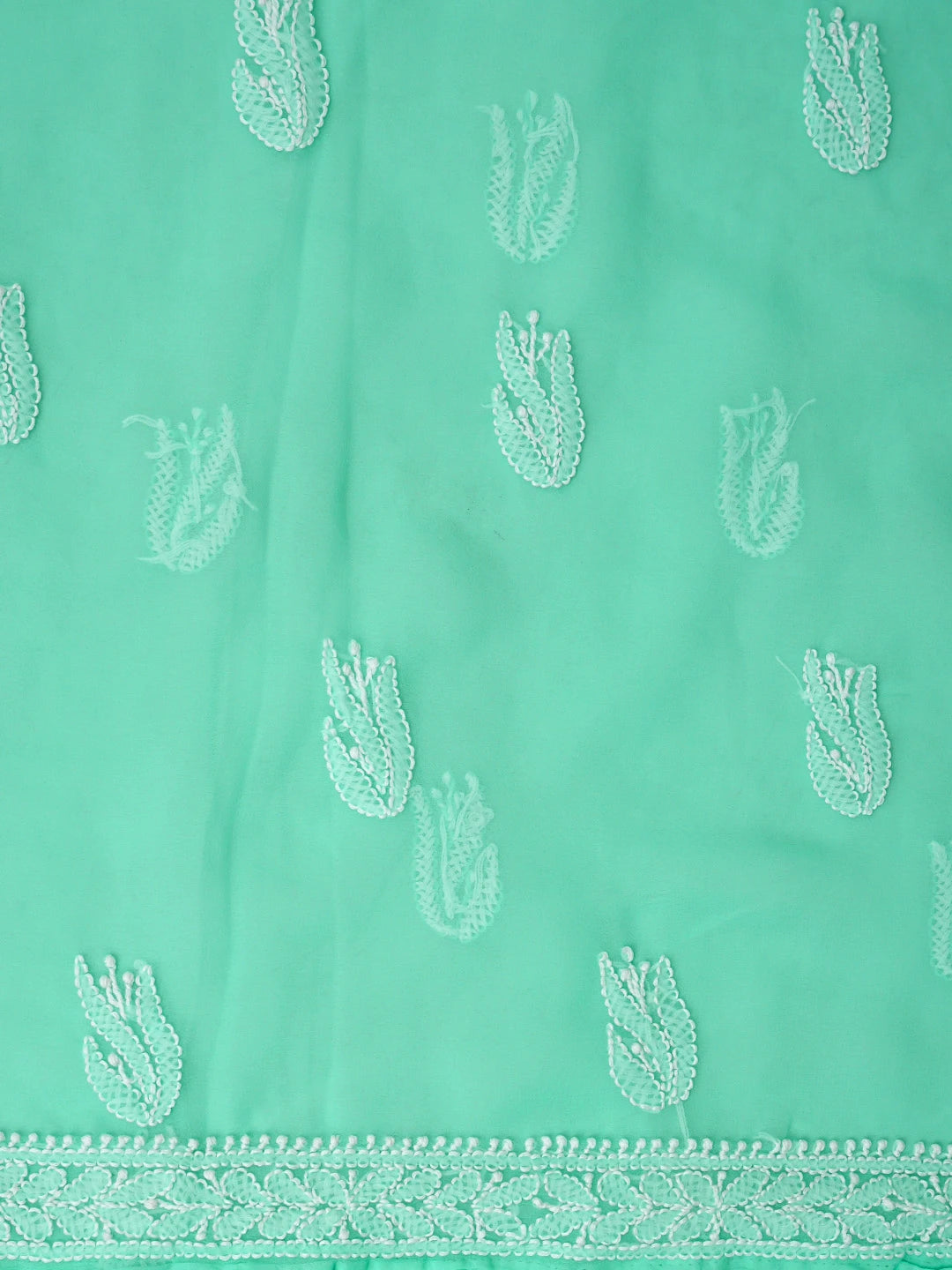 Ada Hand Embroidered Sea Green Georgette Lucknowi Chikankari Unstitched Suit Piece 01A843491