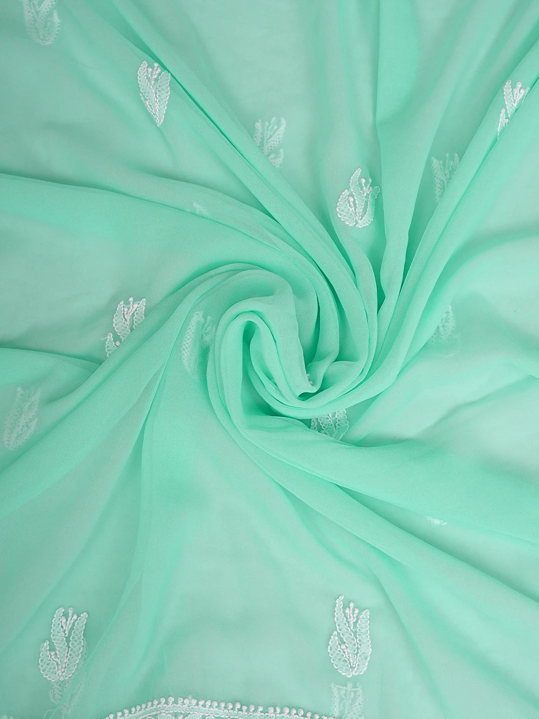 Ada Hand Embroidered Sea Green Georgette Lucknowi Chikankari Unstitched Suit Piece 01A843491