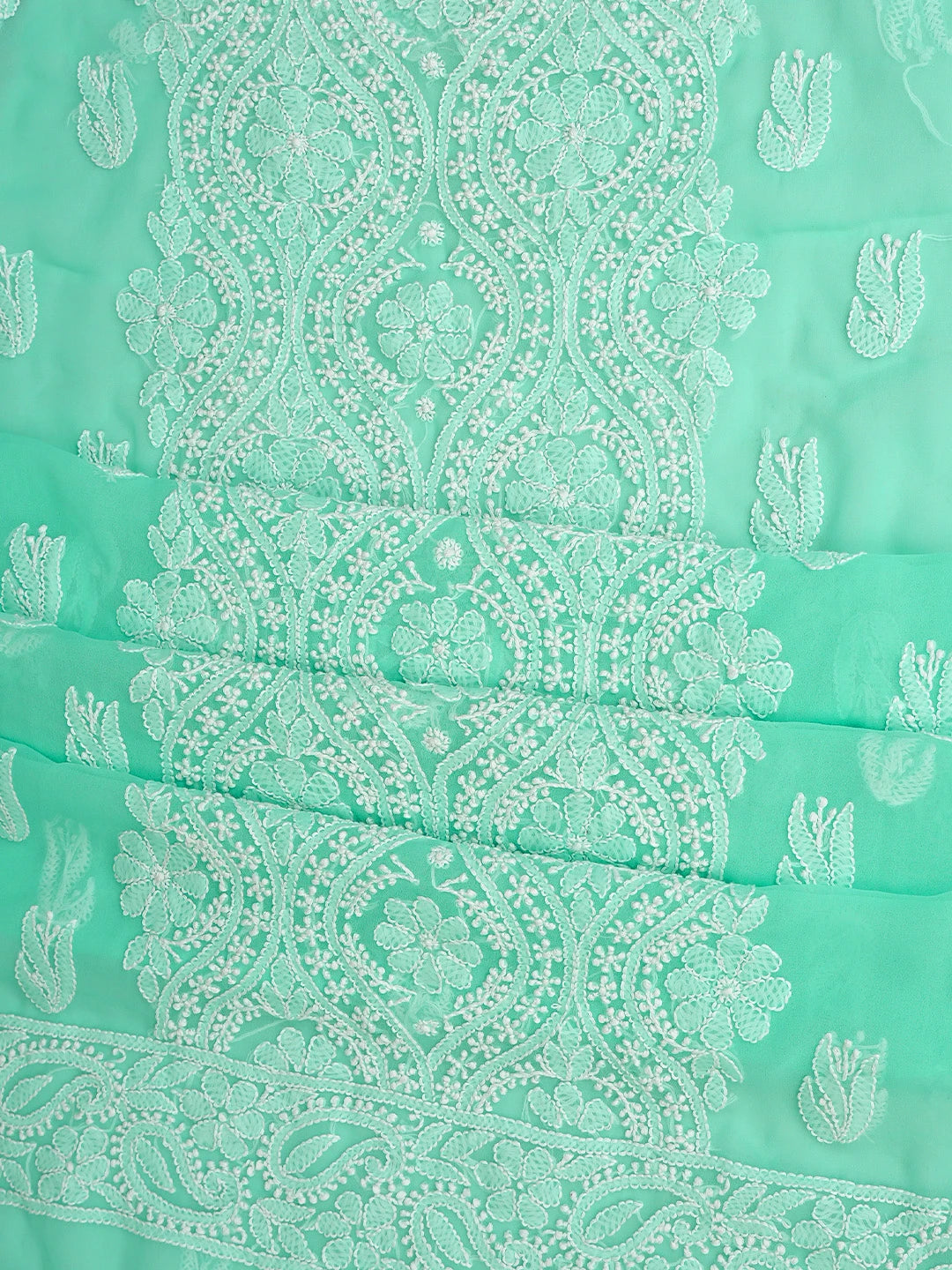 Ada Hand Embroidered Sea Green Georgette Lucknowi Chikankari Unstitched Suit Piece 01A843491