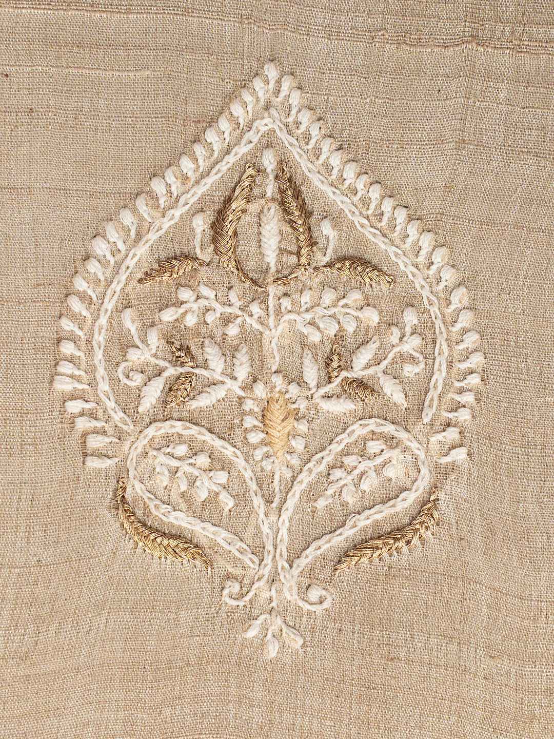Ada Hand Embroidered Fawn Silk Lucknowi Chikankari Jewellery Box With Zari Taar Work 01A738617