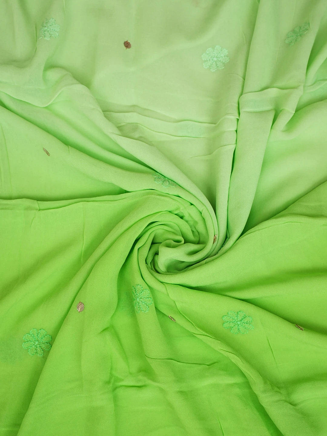 Ada Hand Embroidered Lime Green Viscose Georgette Lucknowi Chikankari Unstitched Kurta Dupatta Set With Gota Patti Work 01A751196