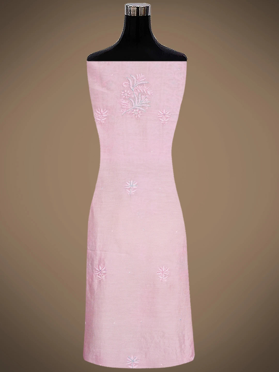 Ada Hand Embroidered Pink Chanderi Lucknowi Chikankari Unstitched Suit Piece With Cutdana Work 01A648327