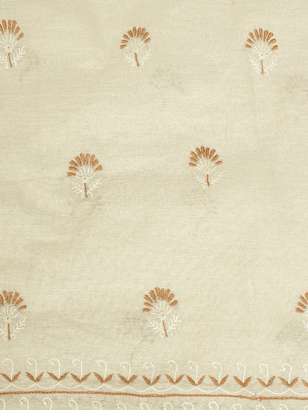 Ada Hand Embroidered Fawn Tissue Silk Lucknowi Chikankari Unstitched Kurta Dupatta Set 01A396353
