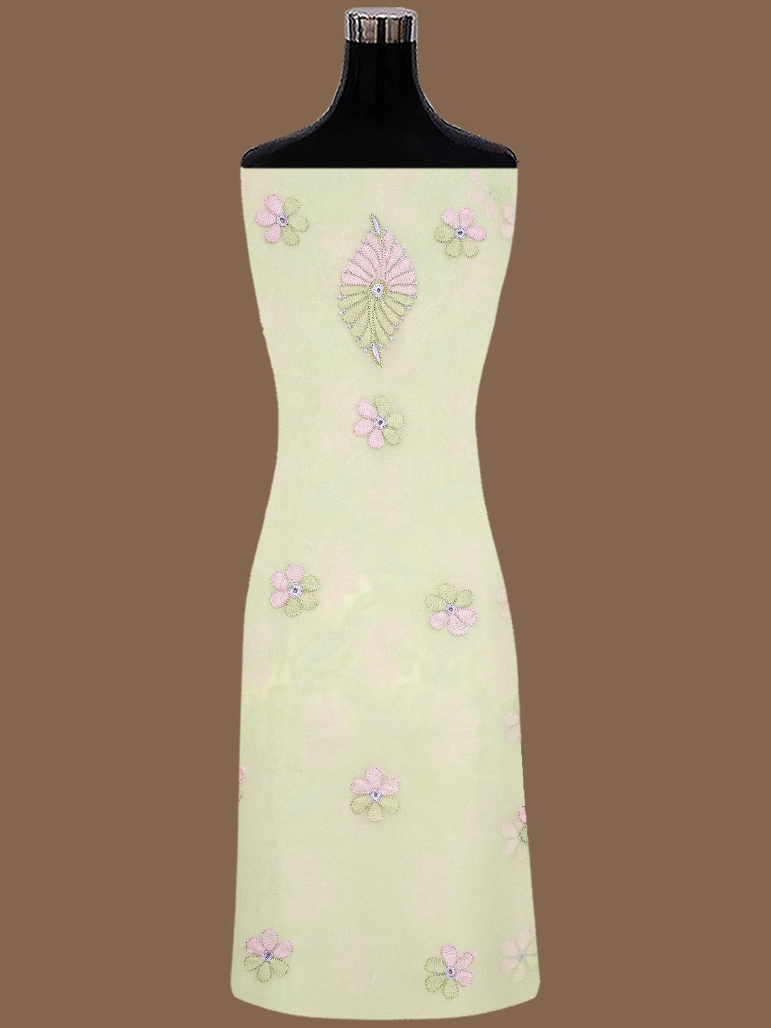 Ada Hand Embroidered Lemon Georgette Lucknowi Chikankari Unstitched Suit Piece 01A833119