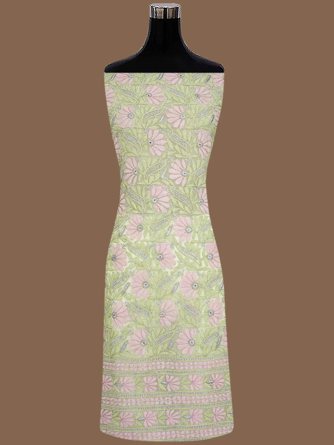 Ada Hand Embroidered Lemon Georgette Lucknowi Chikankari Unstitched Suit Piece 01A833119