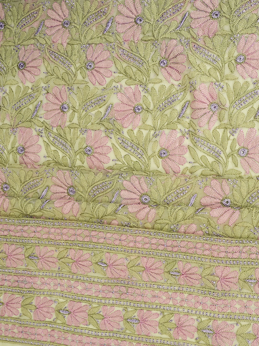 Ada Hand Embroidered Lemon Georgette Lucknowi Chikankari Unstitched Suit Piece 01A833119