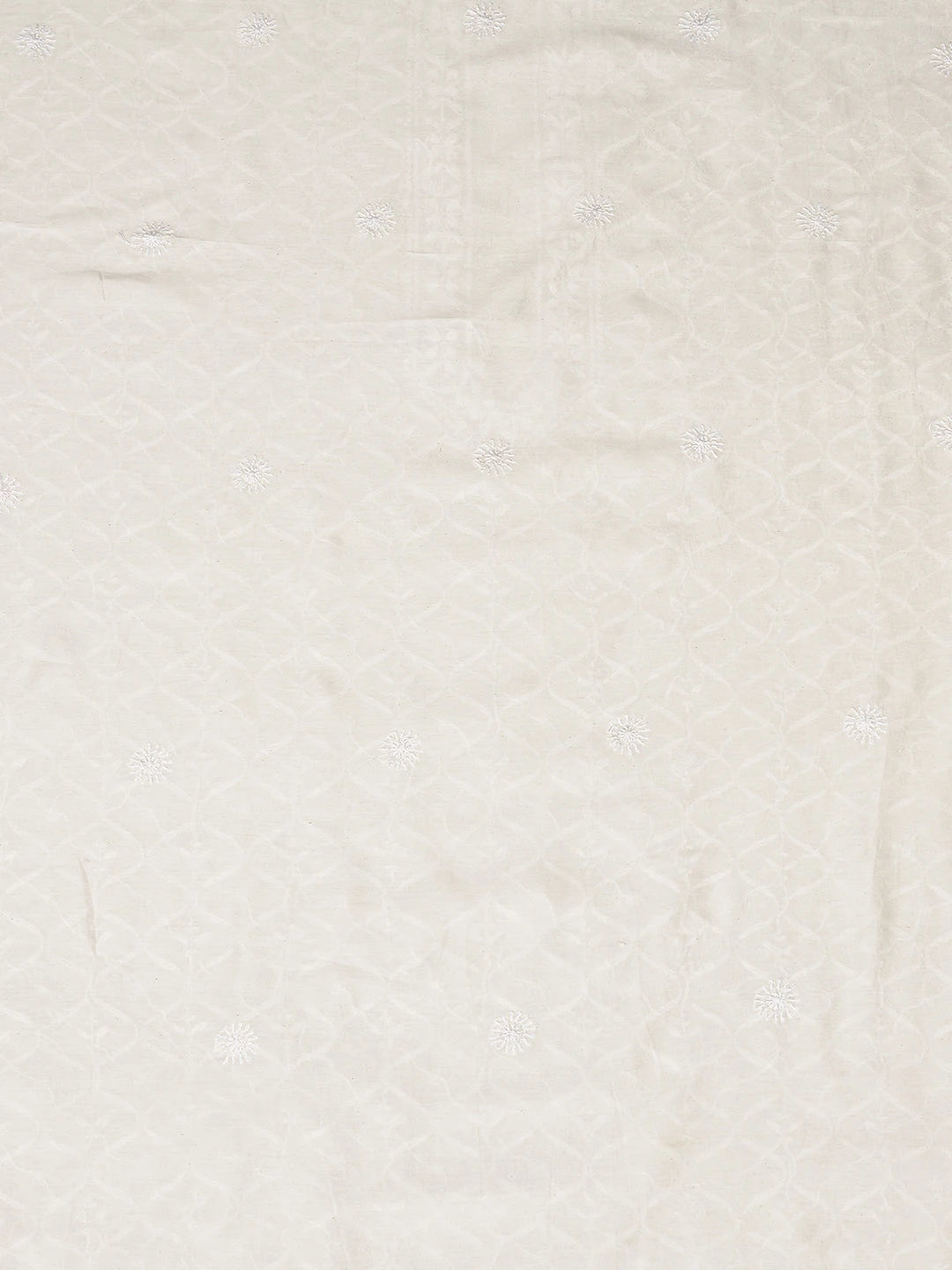 Ada Hand Embroidered Ivory White Chanderi Lucknowi Chikankari Unstitched Men's Kurta Piece 01A819429