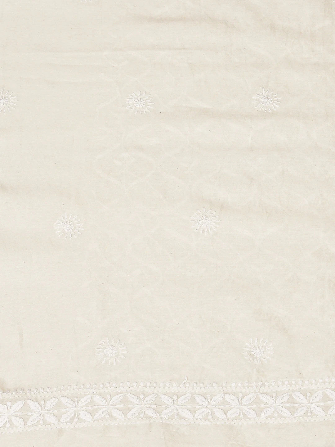 Ada Hand Embroidered Ivory White Chanderi Lucknowi Chikankari Unstitched Men's Kurta Piece 01A819429