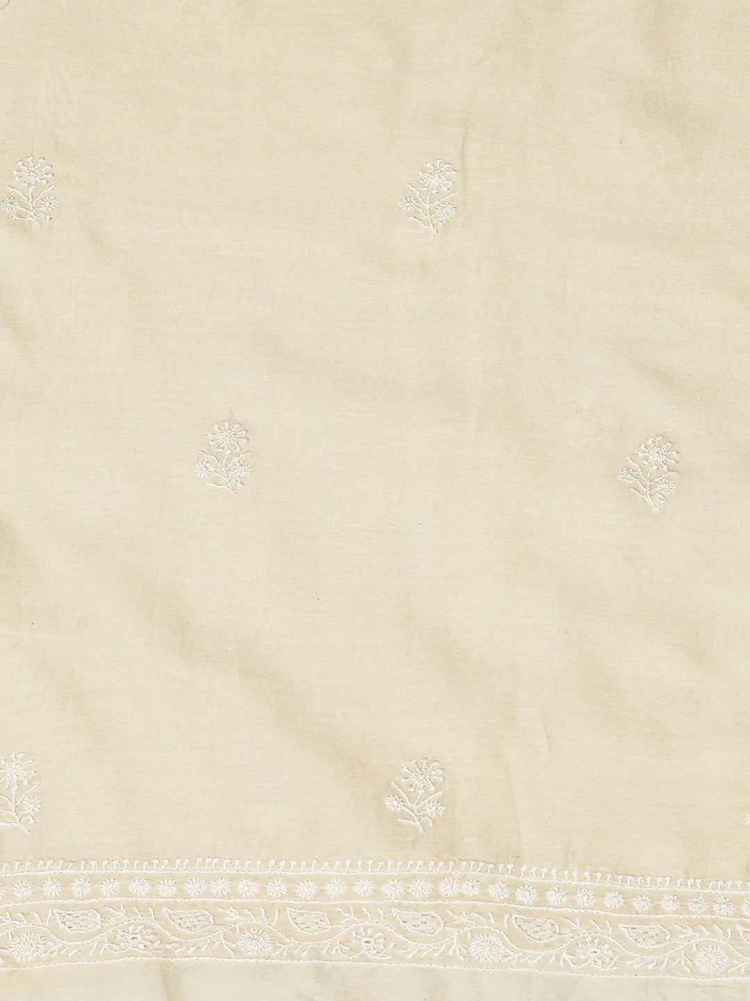 Ada Hand Embroidered Beige Chanderi Lucknowi Chikankari Unstitched Men's Kurta Piece 01A686109