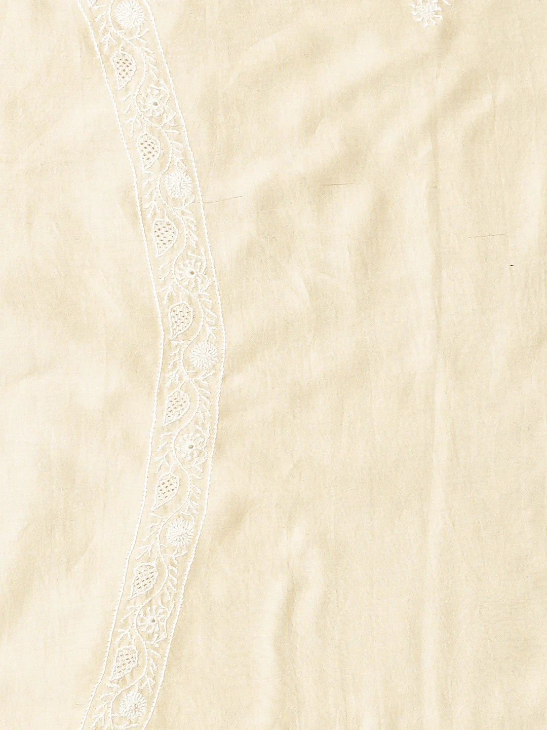 Ada Hand Embroidered Beige Chanderi Lucknowi Chikankari Unstitched Men's Kurta Piece 01A686109