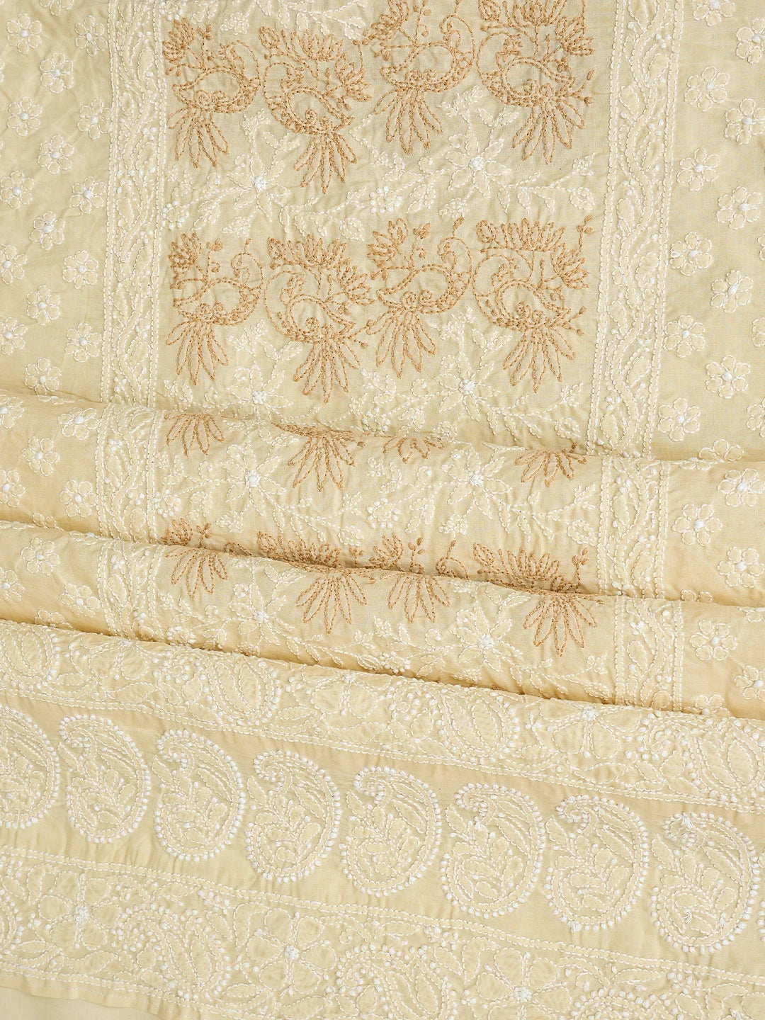 Ada Hand Embroidered Peach Puff Cotton Lucknowi Chikankari Unstitched Suit Piece 01A844684