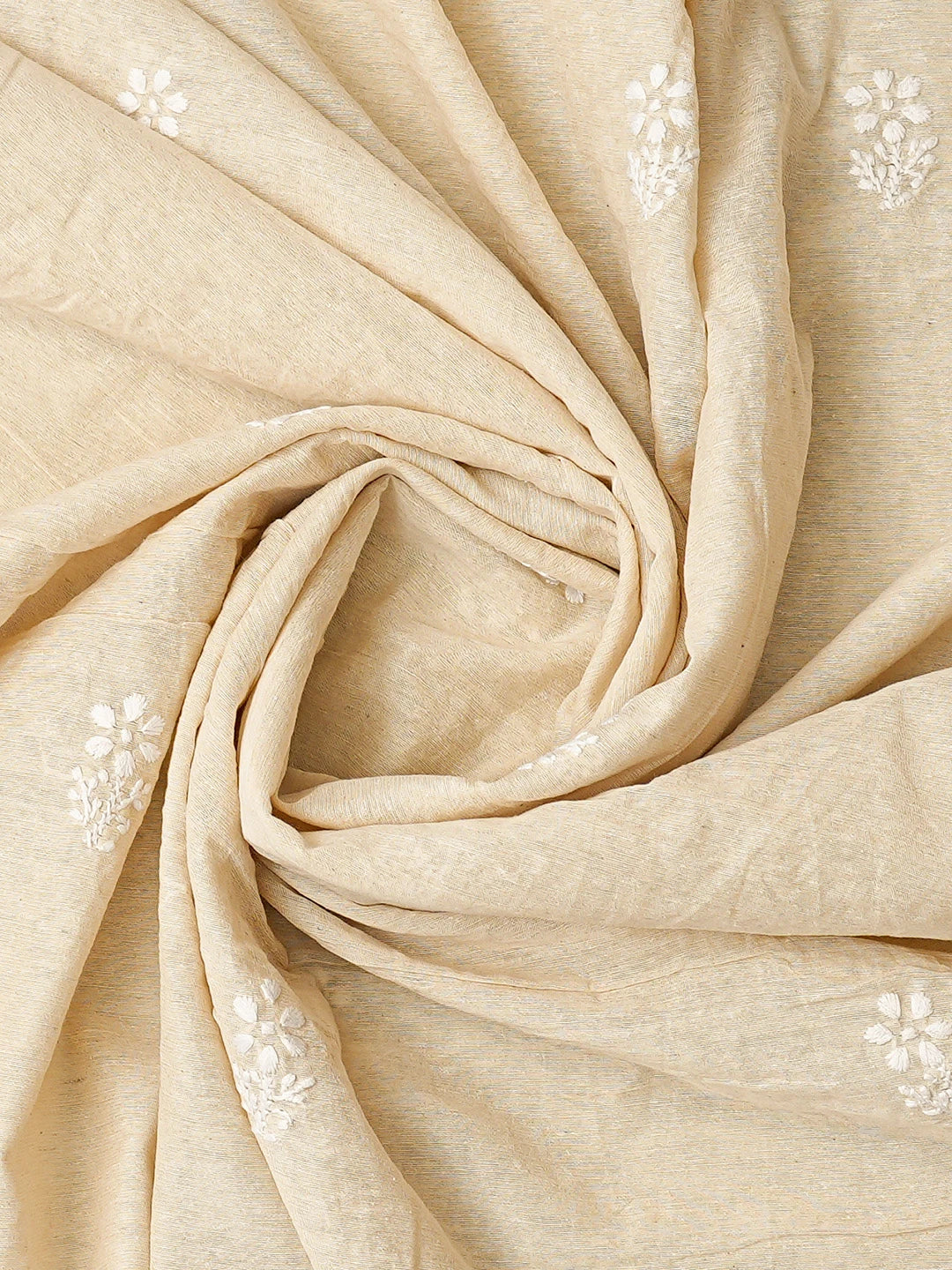 Ada Hand Embroidered Fawn Chanderi Lucknowi Chikankari Unstitched Kurta Dupatta Set 01A838968