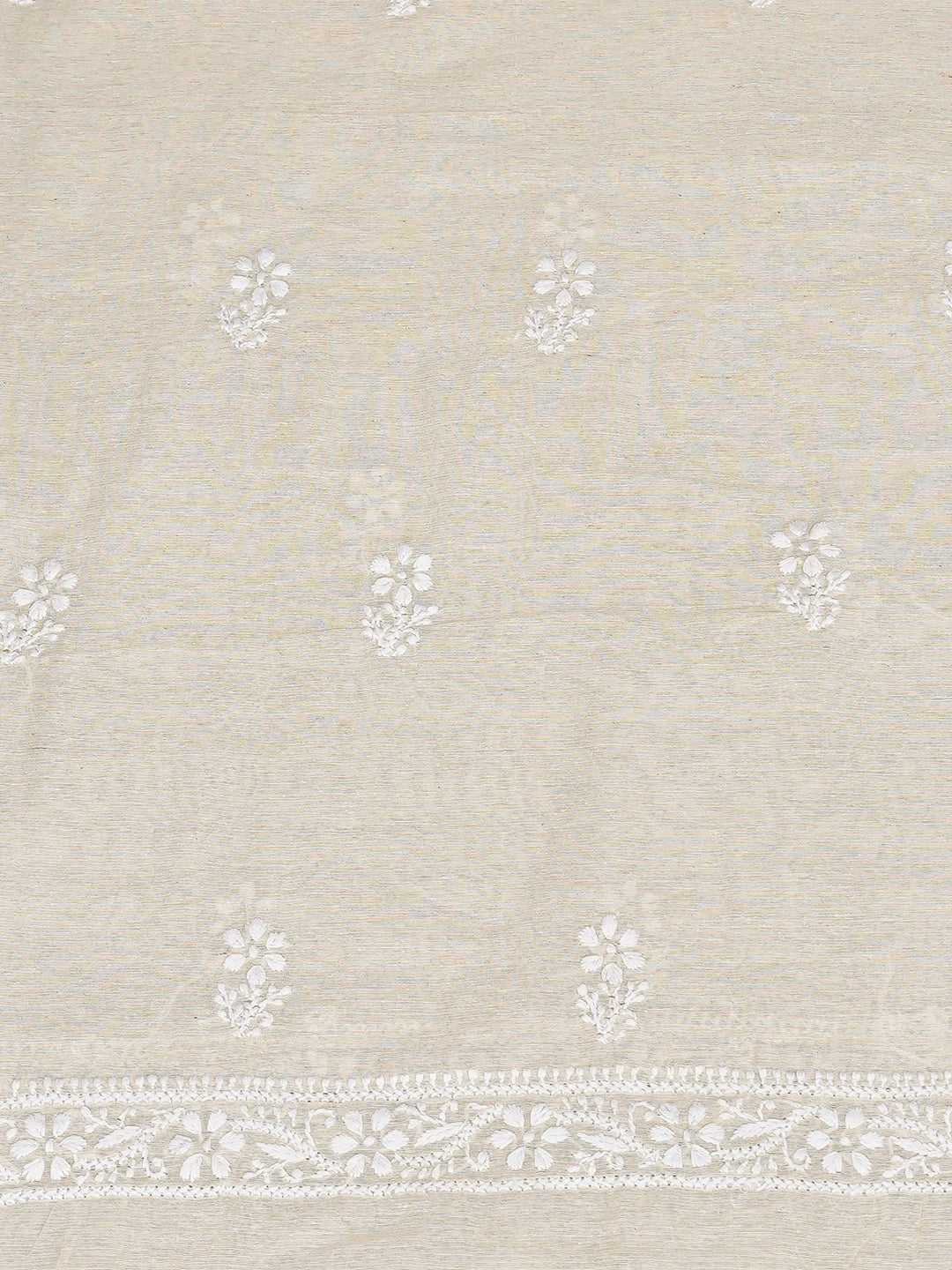 Ada Hand Embroidered Fawn Chanderi Lucknowi Chikankari Unstitched Kurta Dupatta Set 01A838968