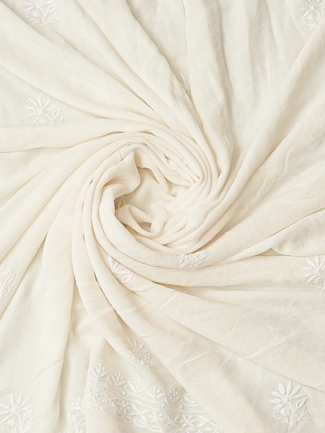 Ada Hand Embroidered White Pure Georgette Lucknowi Chikankari Unstitched Kurta Dupatta Set 01A662068