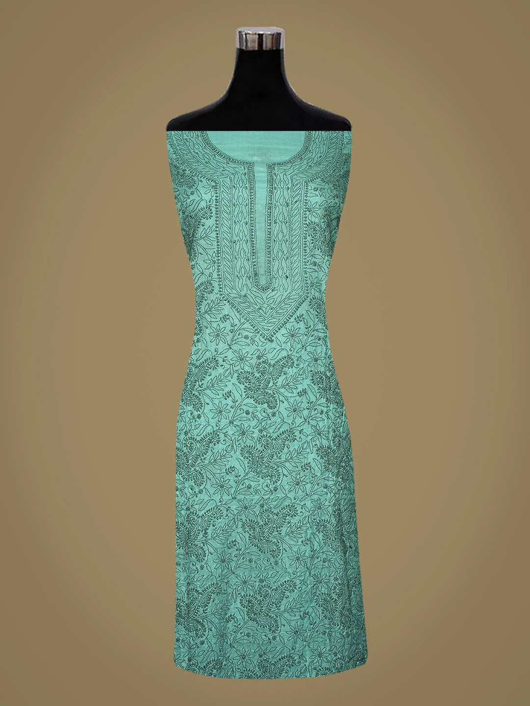 Ada Hand Embroidered Blue (Munsell) Silk Lucknowi Chikankari Unstitched Suit Piece 01A815862