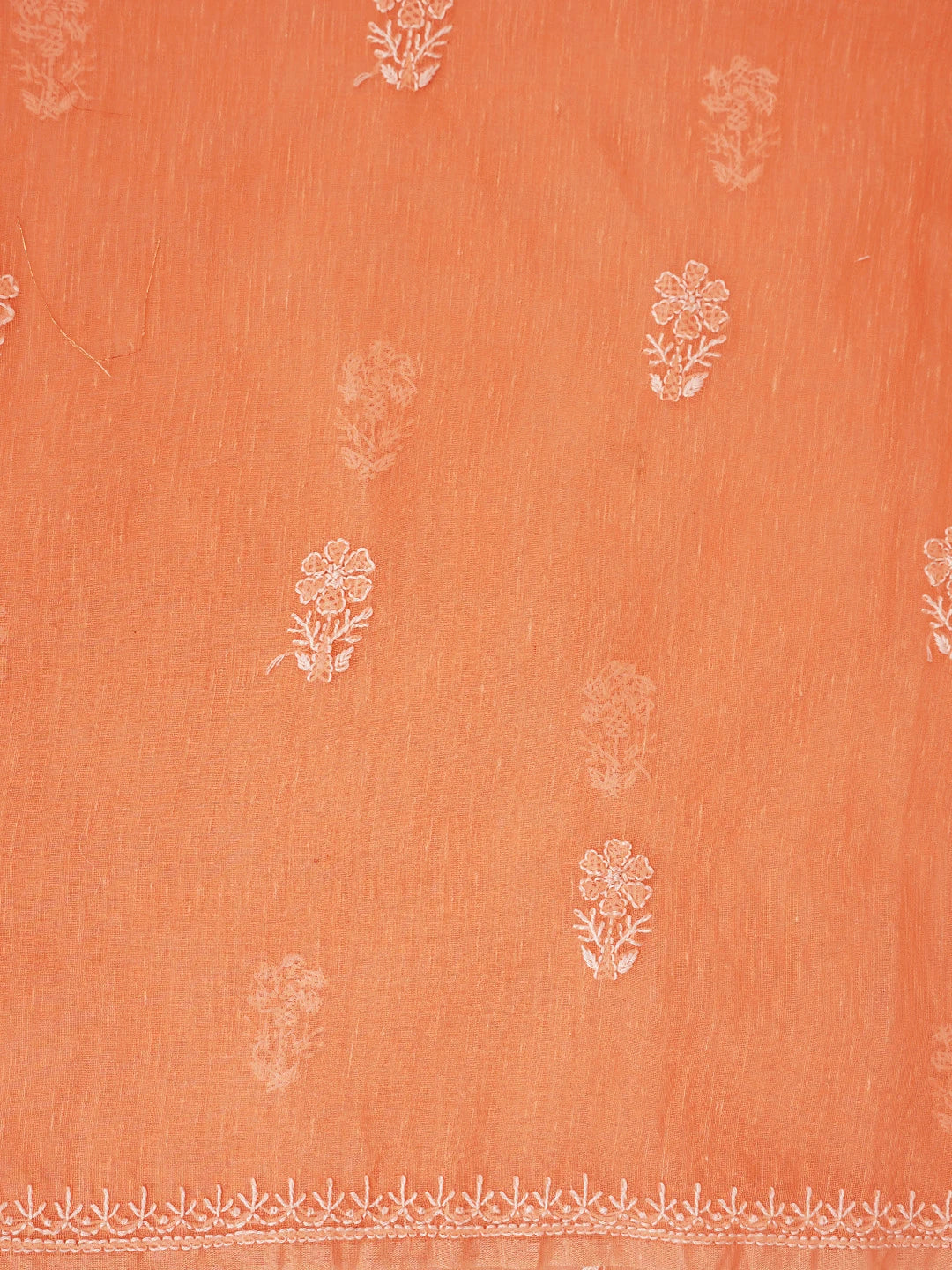 Ada Hand Embroidered Peach Chanderi Lucknowi Chikankari Unstitched Kurta Dupatta Set 01A744618