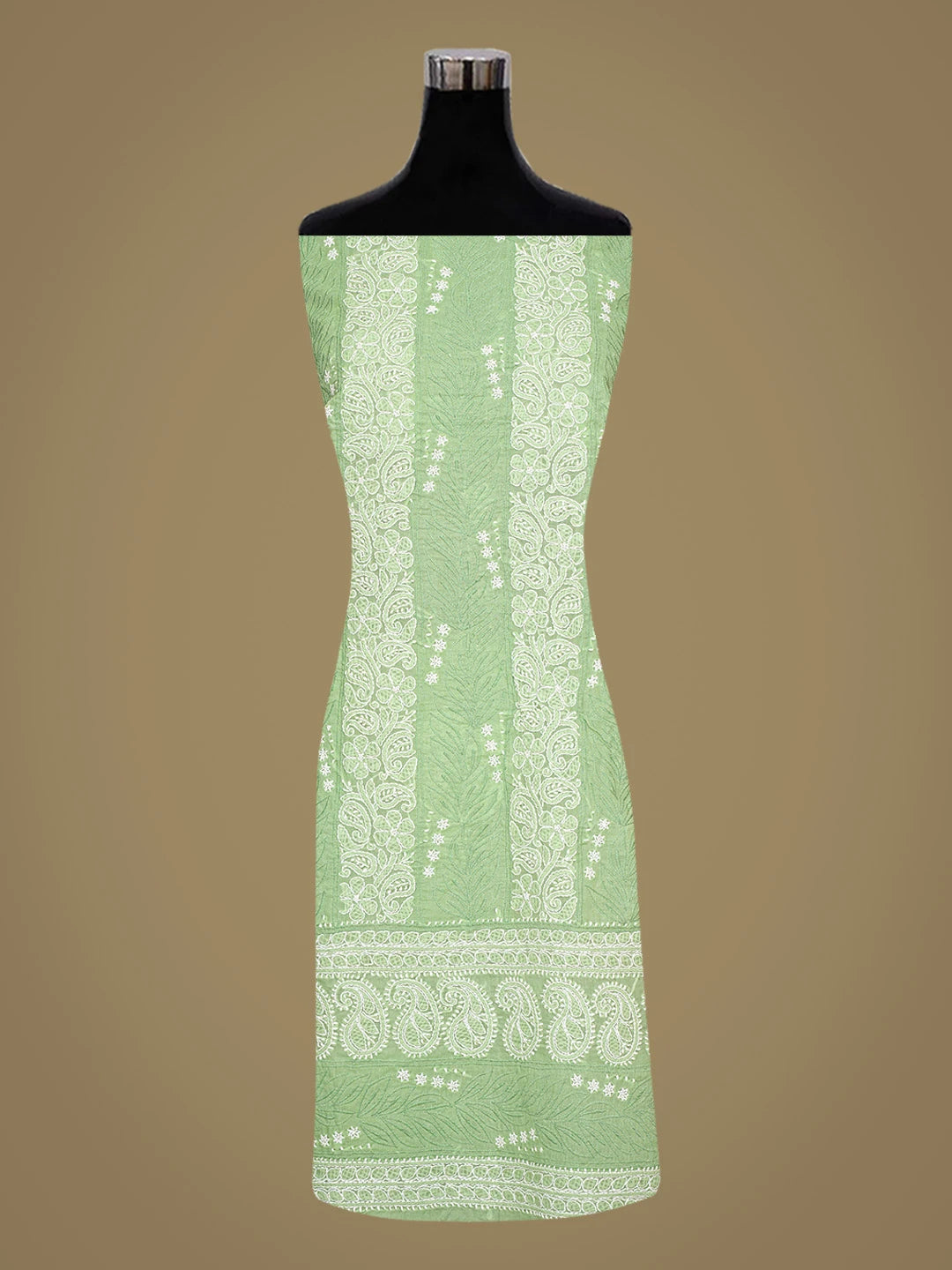Ada Hand Embroidered Green Cotton Lucknowi Chikankari Unstitched Kurta Piece 01A835508