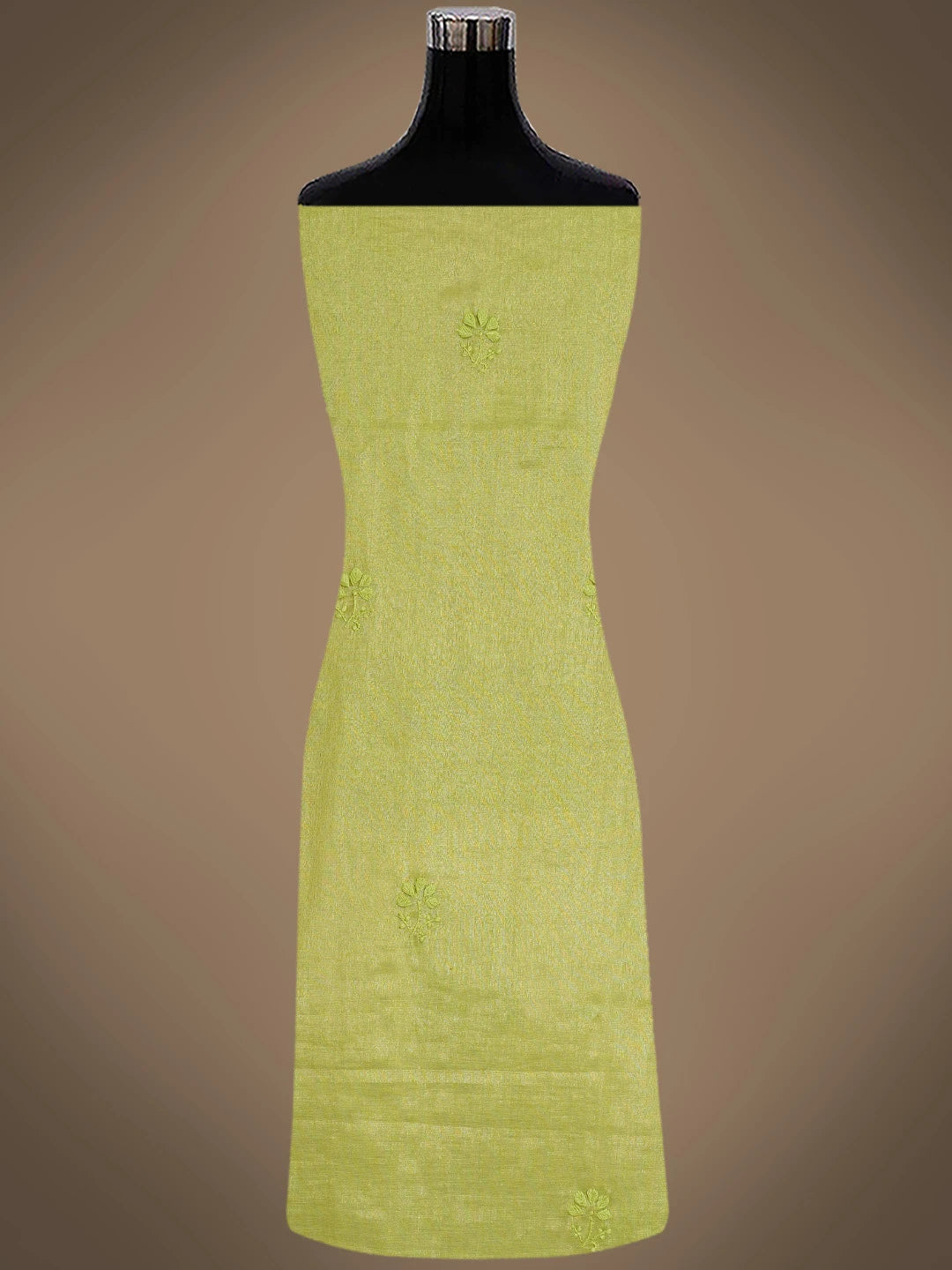 Ada Hand Embroidered Green Tissue Lucknowi Chikankari Unstitched Kurta Dupatta Set 01A773141