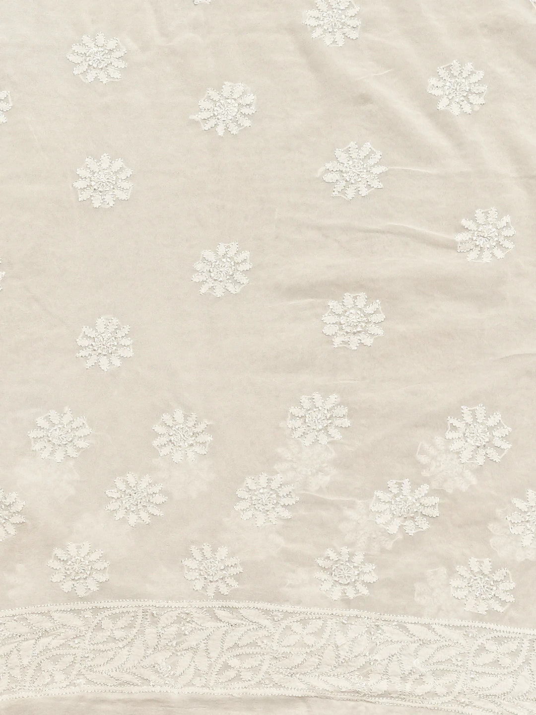 Ada Hand Embroidered White Pure Georgette Lucknowi Chikankari Saree and Blouse 01A834730