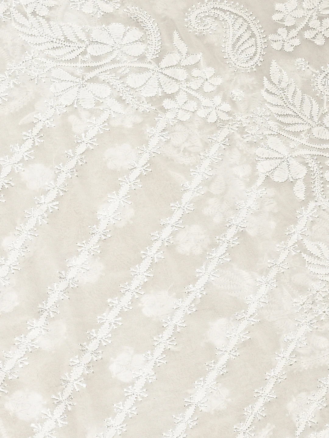 Ada Hand Embroidered White Pure Georgette Lucknowi Chikankari Saree and Blouse 01A834734