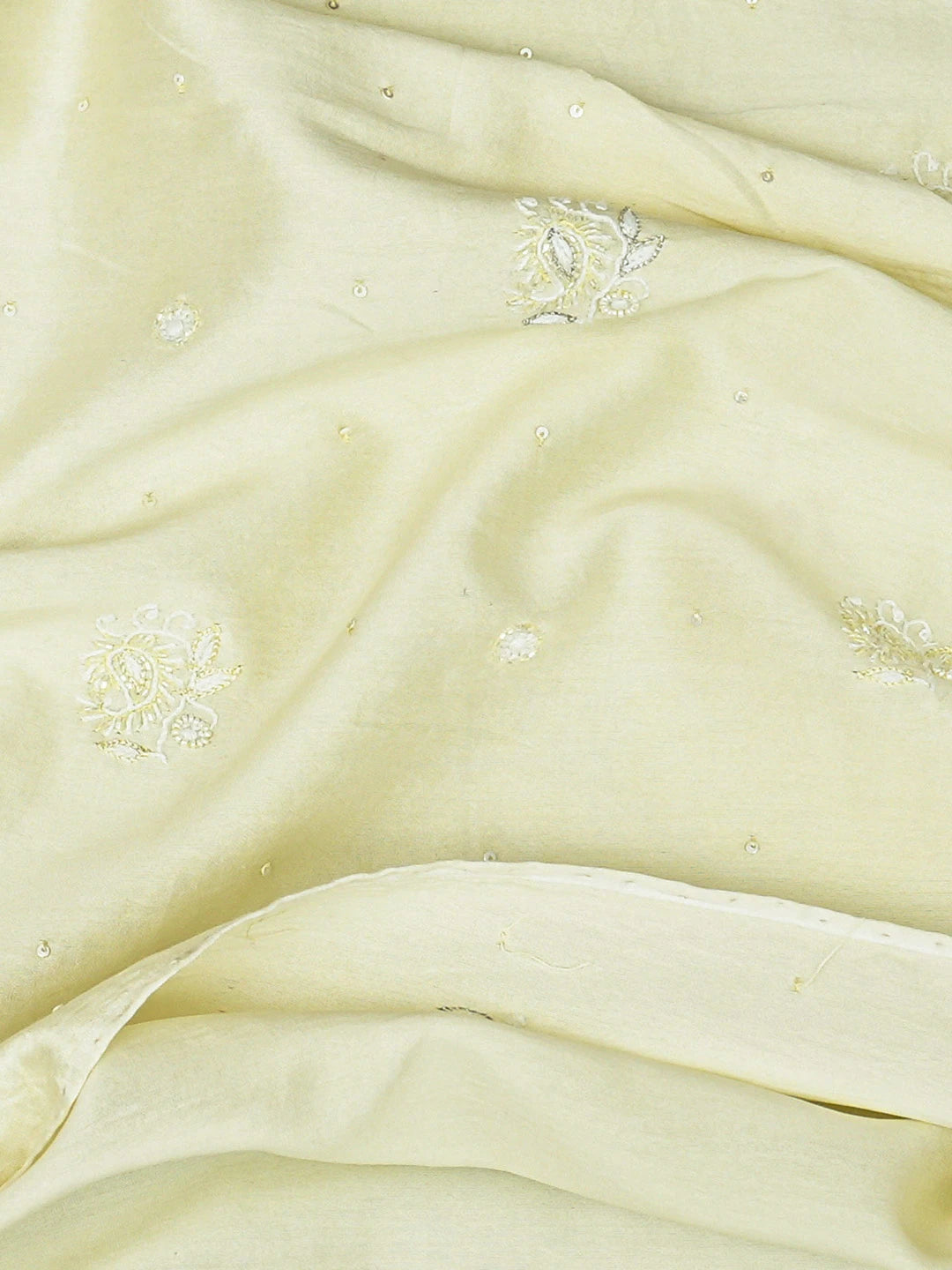 Ada Hand Embroidered Lime Green Chanderi Lucknowi Chikankari Unstitched Men's Kurta Piece With Cutdana Work 01A682634