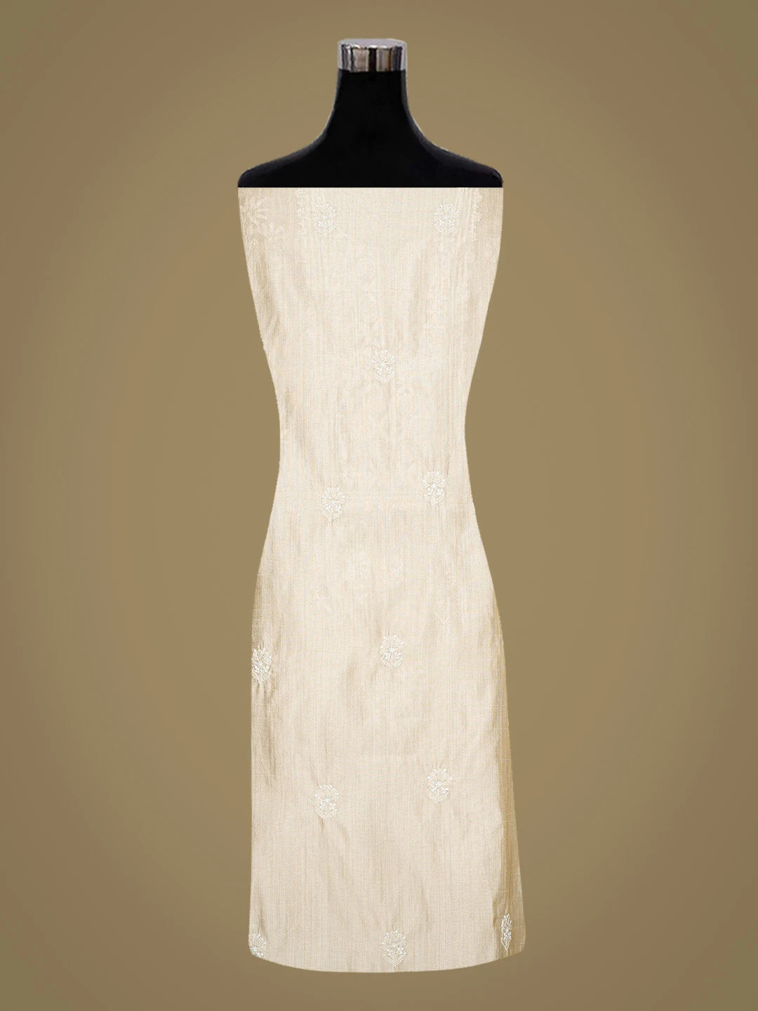 Ada Hand Embroidered Fawn Silk Lucknowi Chikankari Unstitched Kurta Dupatta Set 01A838977