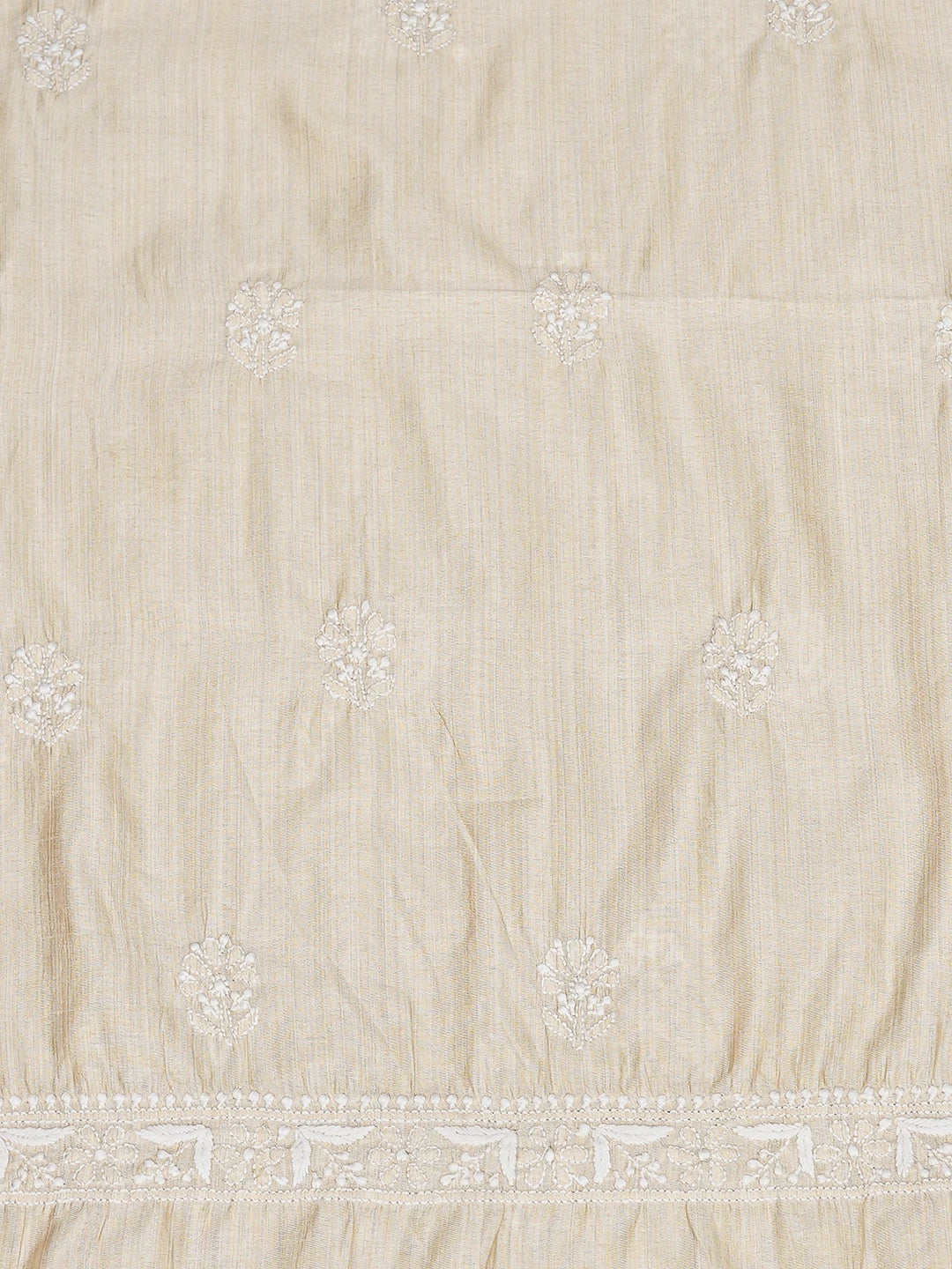 Ada Hand Embroidered Fawn Silk Lucknowi Chikankari Unstitched Kurta Dupatta Set 01A838977