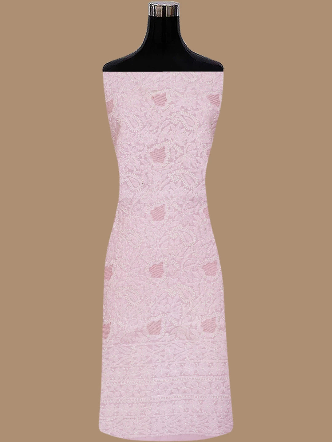 Ada Hand Embroidered Pink Cotton Lucknowi Chikankari Unstitched Suit Piece 01A844687