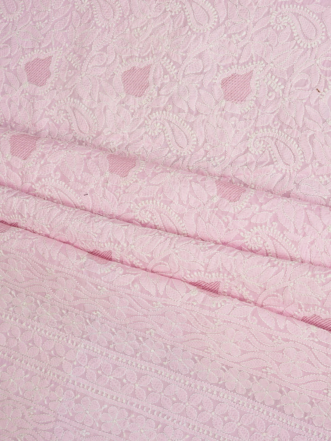 Ada Hand Embroidered Pink Cotton Lucknowi Chikankari Unstitched Suit Piece 01A844687