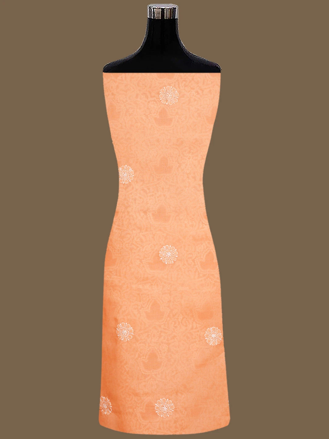 Ada Hand Embroidered Creamy Peach Cotton Lucknowi Chikankari Unstitched Suit Piece 01A844686