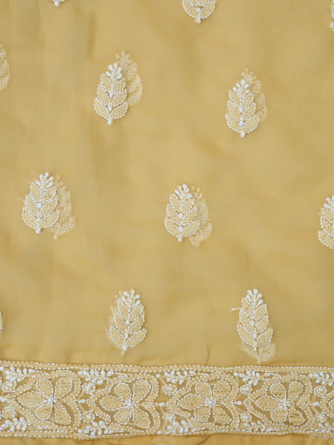 Ada Hand Embroidered Fawn Georgette Lucknowi Chikankari Unstitched Suit Piece 01A835660