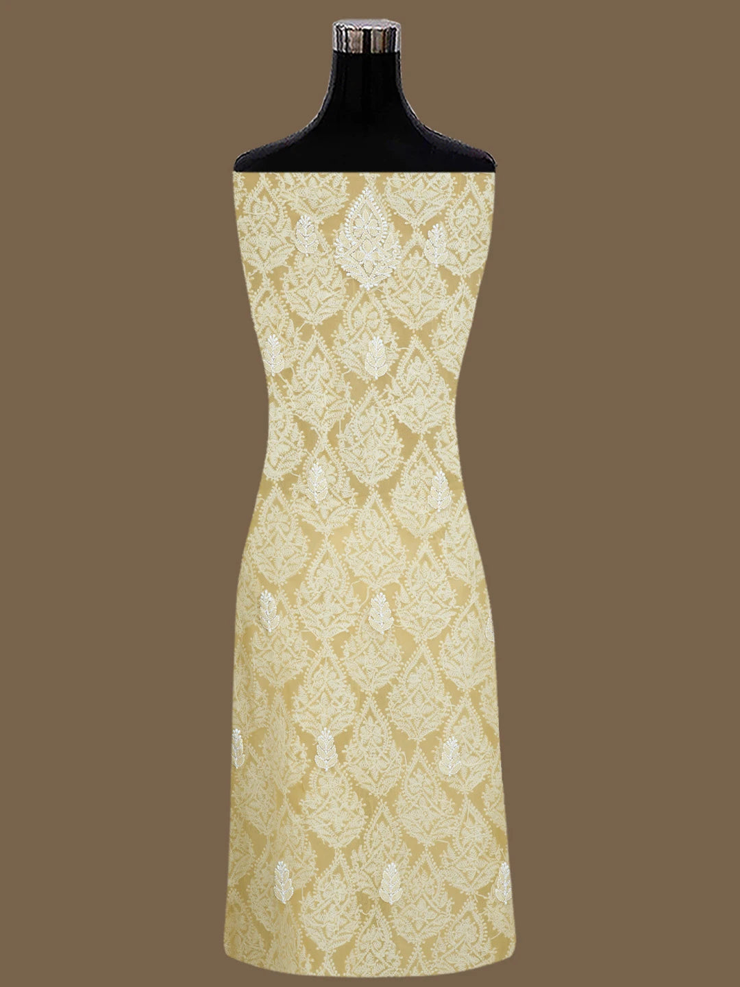 Ada Hand Embroidered Fawn Georgette Lucknowi Chikankari Unstitched Suit Piece 01A835660
