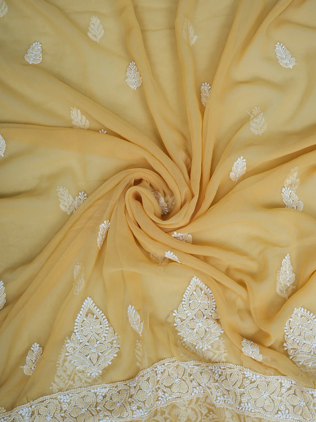 Ada Hand Embroidered Fawn Georgette Lucknowi Chikankari Unstitched Suit Piece 01A835660