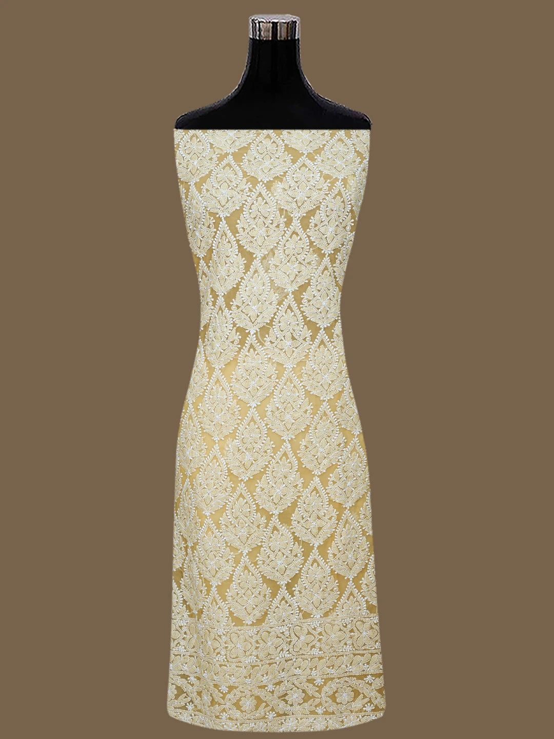 Ada Hand Embroidered Fawn Georgette Lucknowi Chikankari Unstitched Suit Piece 01A835660