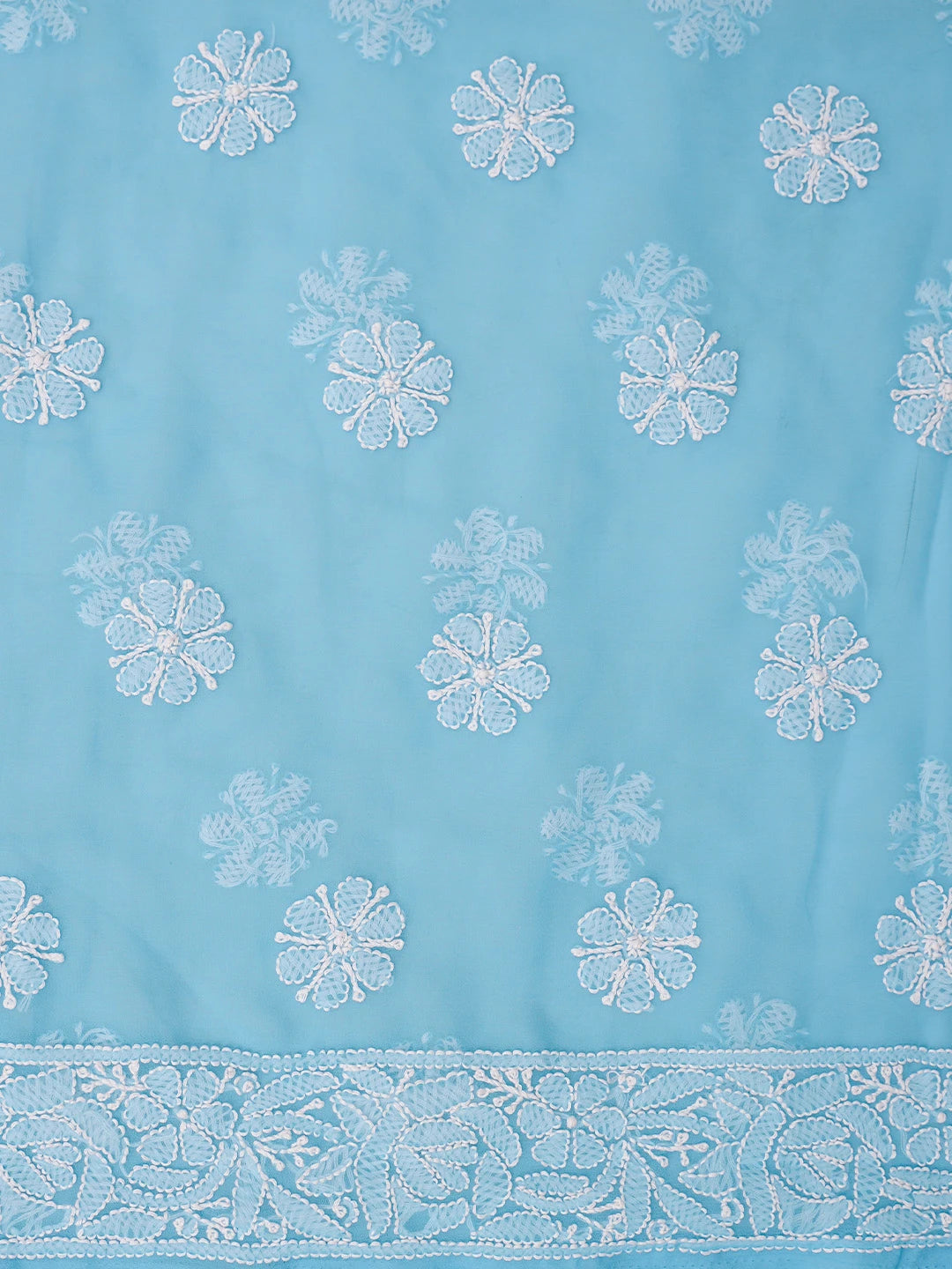 Ada Hand Embroidered Blue Georgette Lucknowi Chikankari Unstitched Suit Piece 01A835628