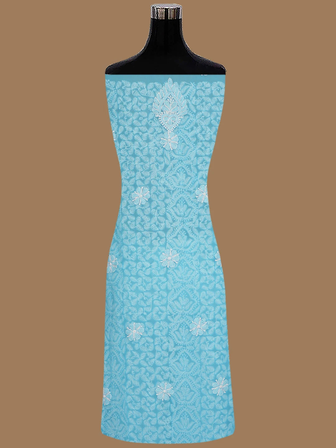 Ada Hand Embroidered Blue Georgette Lucknowi Chikankari Unstitched Suit Piece 01A835628
