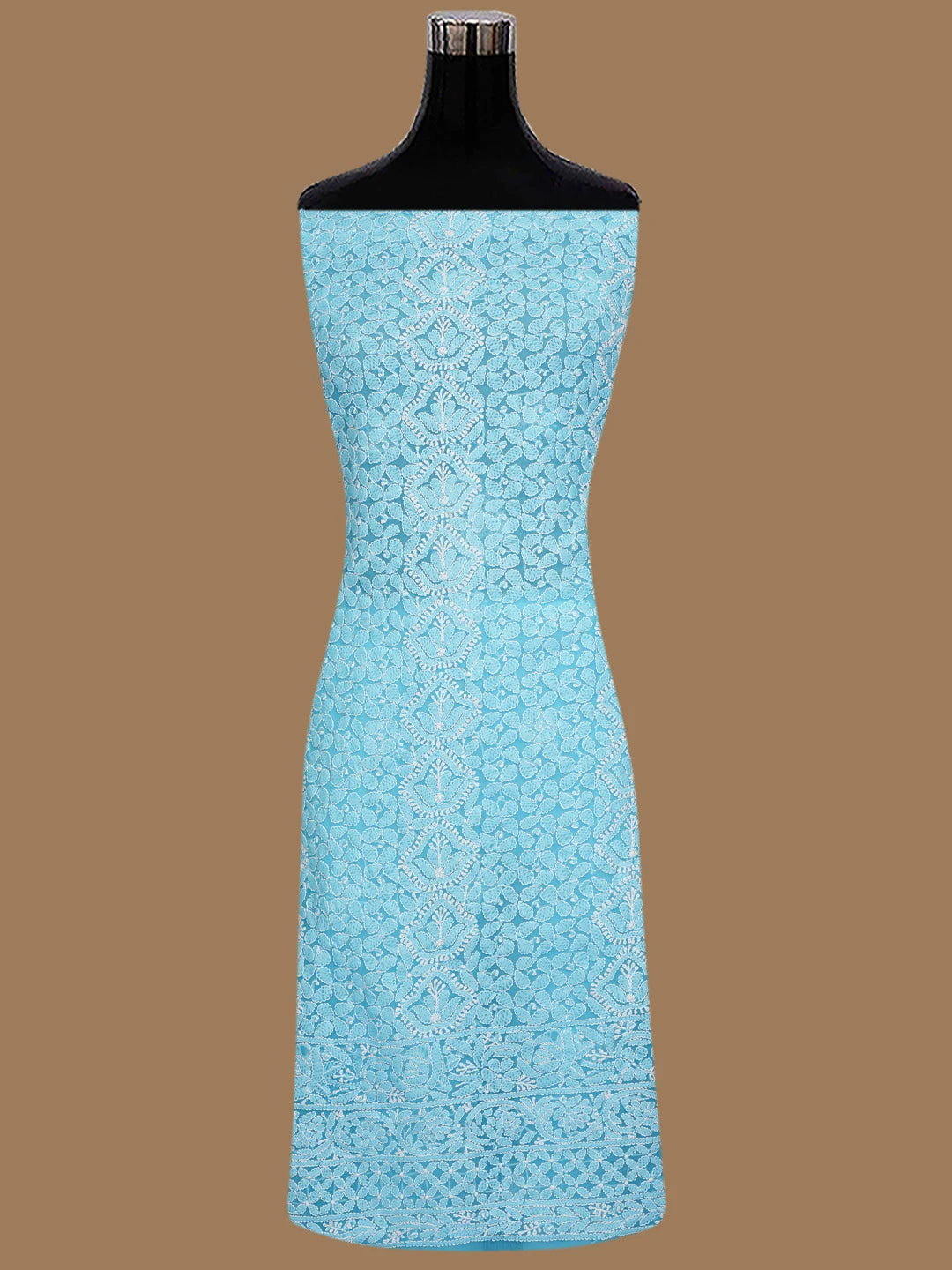 Ada Hand Embroidered Blue Georgette Lucknowi Chikankari Unstitched Suit Piece 01A835628