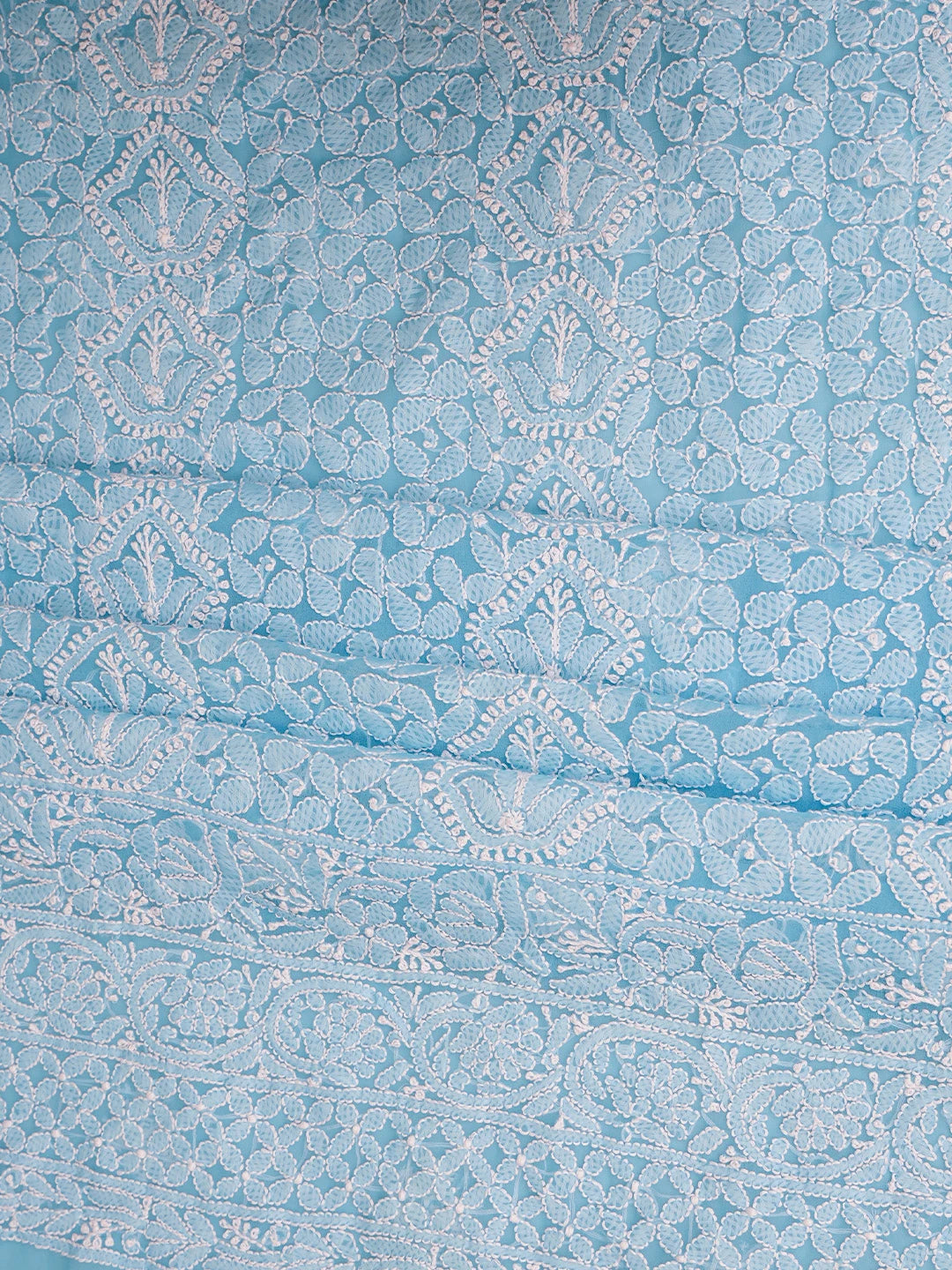 Ada Hand Embroidered Blue Georgette Lucknowi Chikankari Unstitched Suit Piece 01A835628