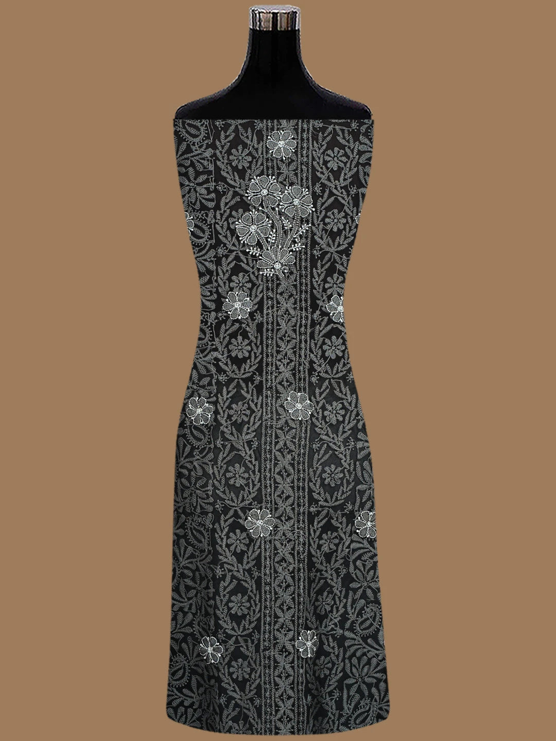 Ada Hand Embroidered Black Georgette Lucknowi Chikankari Unstitched Suit Piece 01A835647