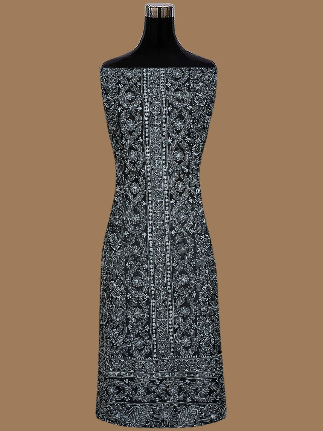 Ada Hand Embroidered Black Georgette Lucknowi Chikankari Unstitched Suit Piece 01A835647