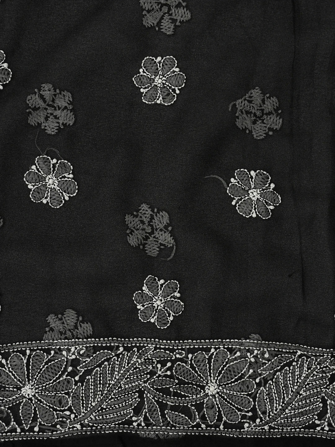 Ada Hand Embroidered Black Georgette Lucknowi Chikankari Unstitched Suit Piece 01A835647
