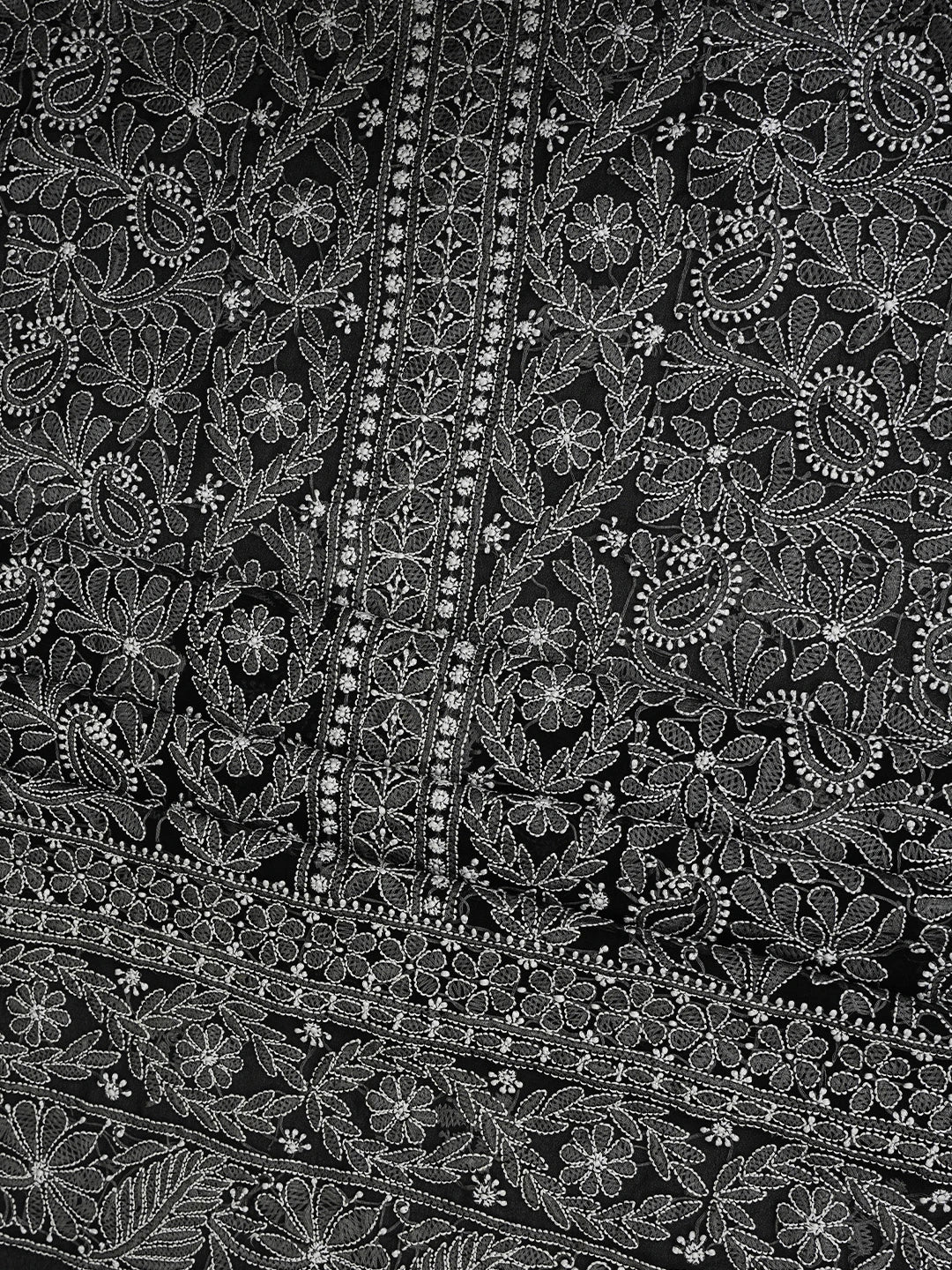 Ada Hand Embroidered Black Georgette Lucknowi Chikankari Unstitched Suit Piece 01A835647