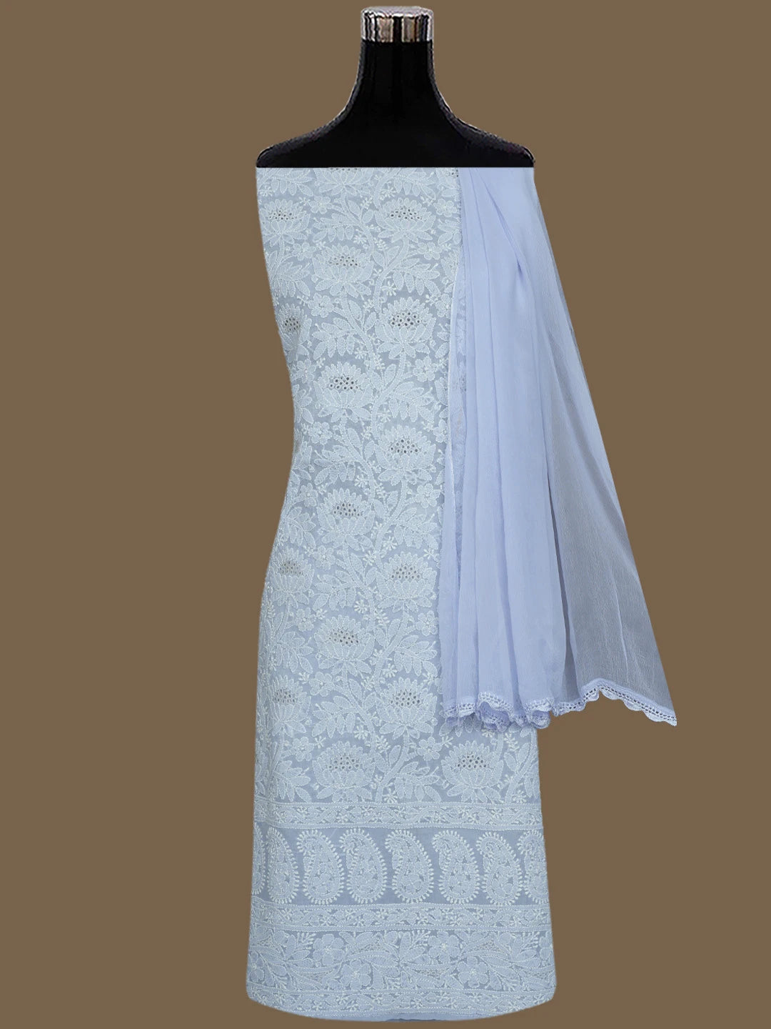 Ada Hand Embroidered Mauve Cotton Lucknowi Chikankari Unstitched Suit Piece 01A844693