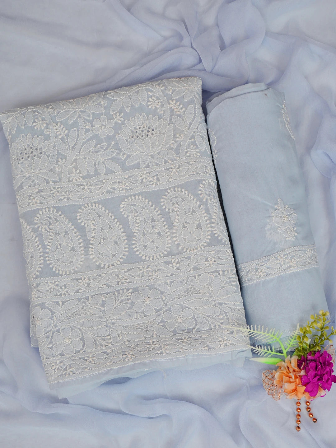 Ada Hand Embroidered Mauve Cotton Lucknowi Chikankari Unstitched Suit Piece 01A844693