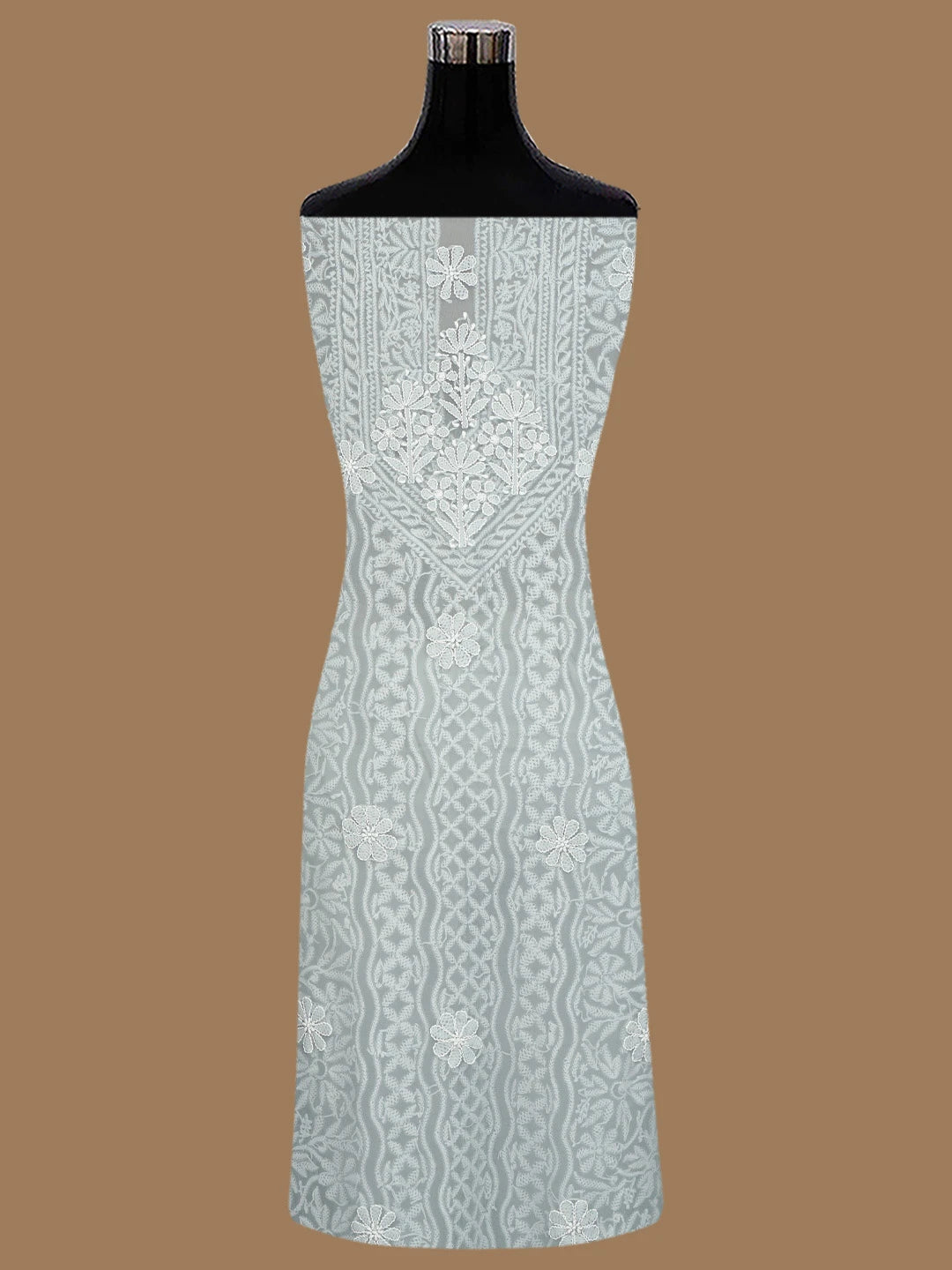 Ada Hand Embroidered Grey Georgette Lucknowi Chikankari Unstitched Suit Piece 01A835630