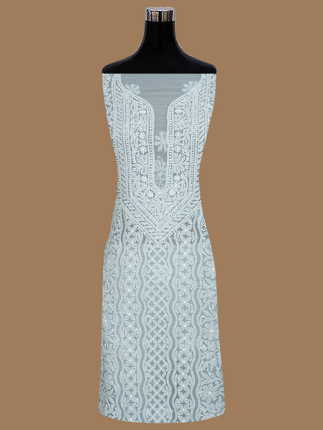 Ada Hand Embroidered Grey Georgette Lucknowi Chikankari Unstitched Suit Piece 01A835630